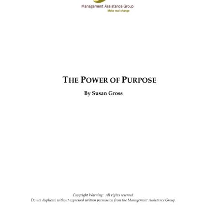 The Power of Purpose by Susan Gross